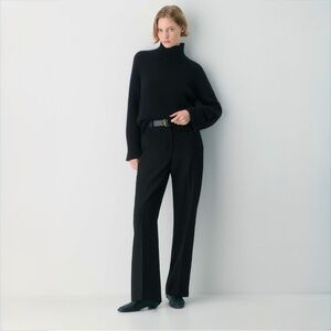 Babaton Agency Wool Blend Tailored Trouser Black High Rise Wide Leg Size 4